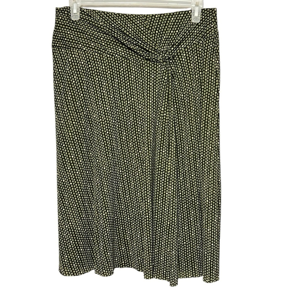 Kenneth Cole Layered Green Dot Printed Knotted Midi Skirt Women’s Large